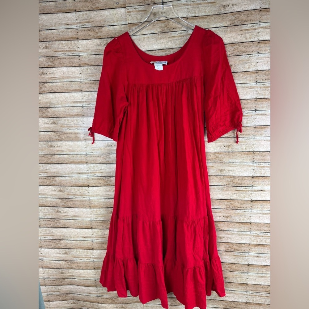 Two Potato Vintage Red Peasant Dress Size Small